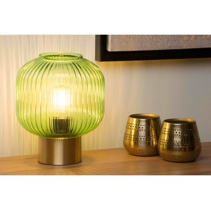 Lucide 45586/20/33 - Stolná lampa MALOTO 1xE27/40W/230V zelená/zlatá
