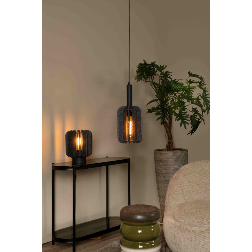 Lucide 45592/01/36 - Stolná lampa RAFAL 1xE27/40W/230V čierna/šedá