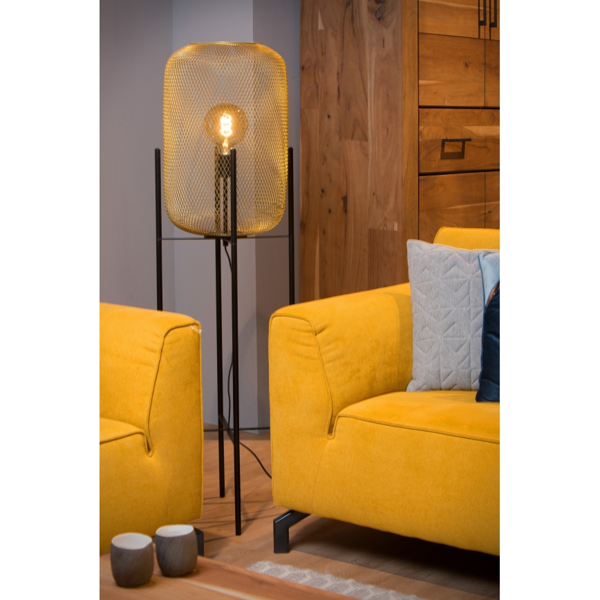 Lucide 45785/01/02 - Stojacia lampa MESH 1xE27/40W/230V mosadz