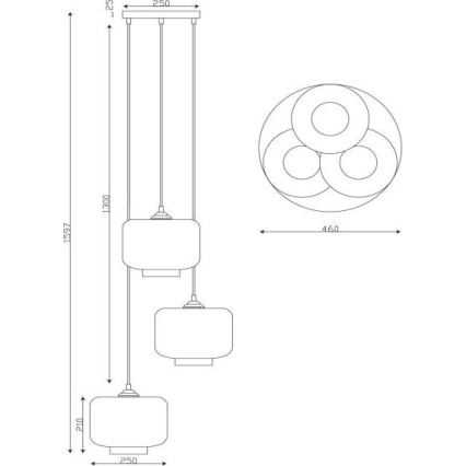Lucide 46413/13/65 - Luster na lanku MEDINE 3xE27/40W/230V dymová