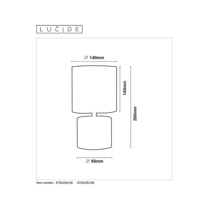 Lucide 47502/81/38 - Stolná lampa GREASBY 1xE14/40W/230V krémová