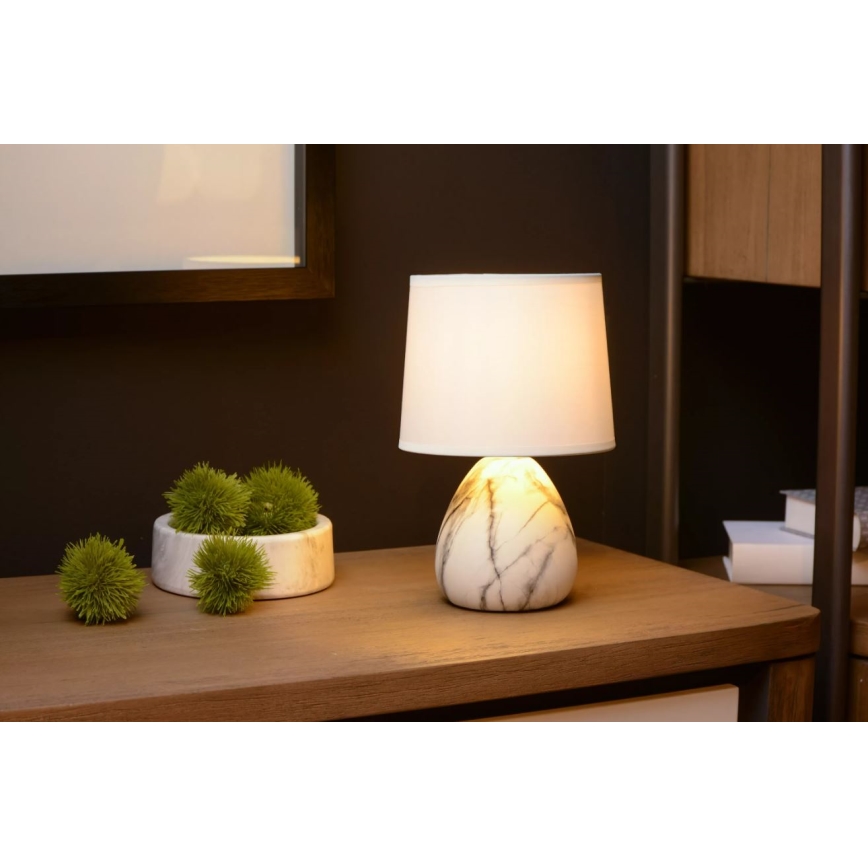 Lucide 47508/81/31 - Stolná lampa MARMO 1xE14/40W/230V biela