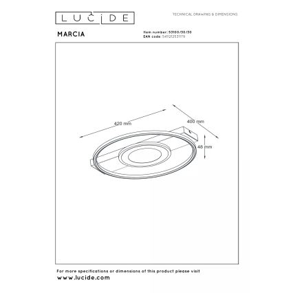 Lucide 53100/30/30 - LED stmievateľné stropné svietidlo MARCIA LED/32W/230V 2700K 40x42 cm