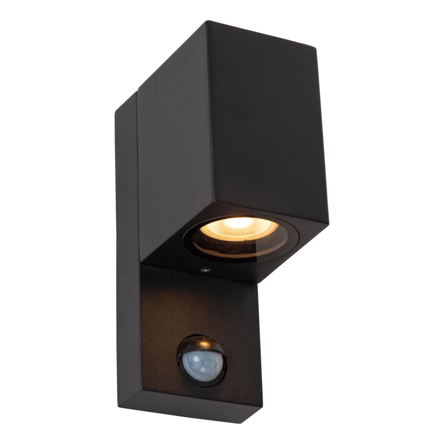 Lucide 69802/01/30 - Vonkajšie svietidlo so senzorom ZARO 1xGU10/7W/230V IP65 čierna