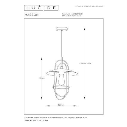 Lucide 74309/01/34 - Luster na lanku MASSON 1xE27/40W/230V žltá