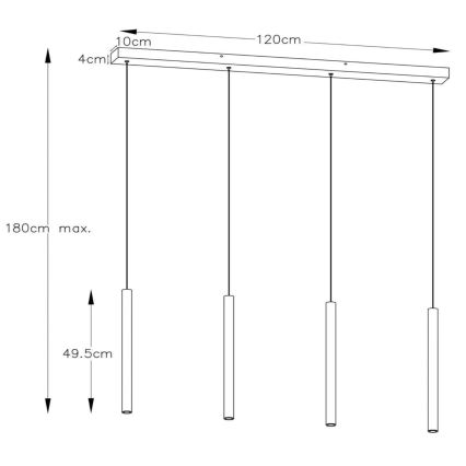 Lucide 74403/04/30 - LED Stmievateľný luster na lanku LORENZ 4xLED/4W/230V čierna