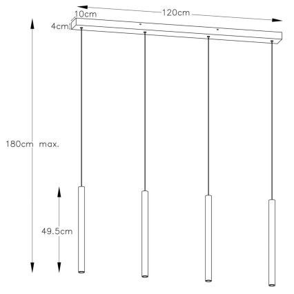 Lucide 74403/04/97 - LED Stmievateľný luster na lanku LORENZ 4xLED/4W/230V medená