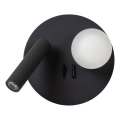 Lucide 77286/02/30 - LED Nástenné svietidlo MATIZ 2xLED/3,5W/230V USB čierna