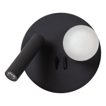 Lucide 77286/02/30 - LED Nástenné svietidlo MATIZ 2xLED/3,5W/230V USB čierna