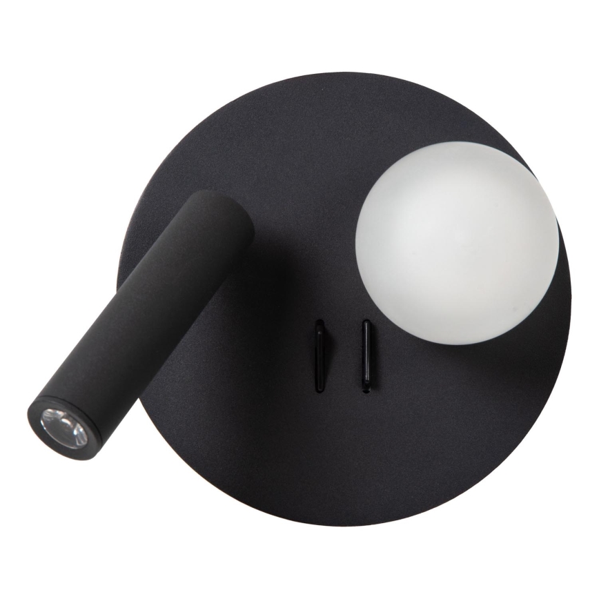 Lucide 77286/02/30 - LED Nástenné svietidlo MATIZ 2xLED/3,5W/230V USB čierna