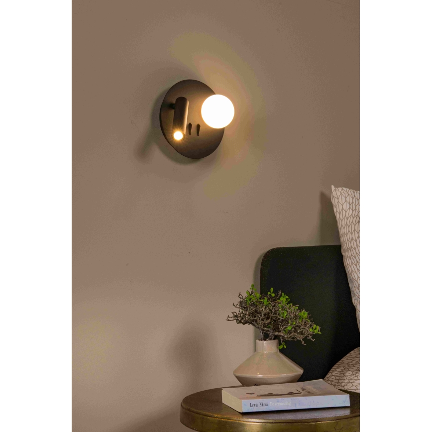 Lucide 77286/02/30 - LED Nástenné svietidlo MATIZ 2xLED/3,5W/230V USB čierna