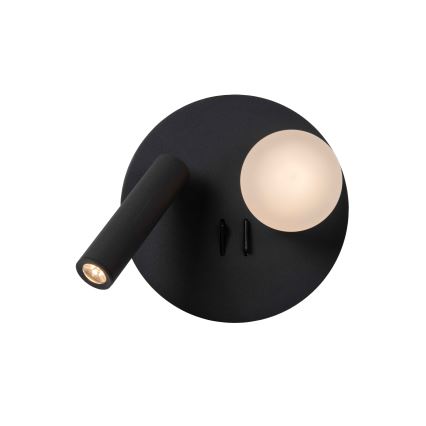 Lucide 77286/02/30 - LED Nástenné svietidlo MATIZ 2xLED/3,5W/230V USB čierna