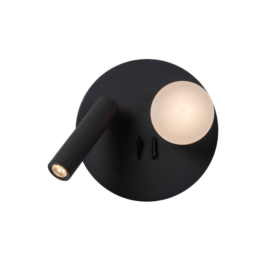 Lucide 77286/02/30 - LED Nástenné svietidlo MATIZ 2xLED/3,5W/230V USB čierna