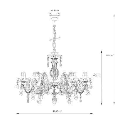 Lucide 78351/05/60 - Luster na reťazi ARABESQUE 5xE14/40W/230V číry