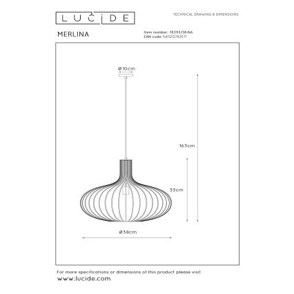 Lucide 78393/38/66 - Luster na lanku MERLINA 1xE27/60W/230V ružová