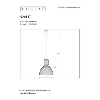 Lucide 78395/01/33 - Luster na lanku GASSET 1xE27/60W/230V zelená