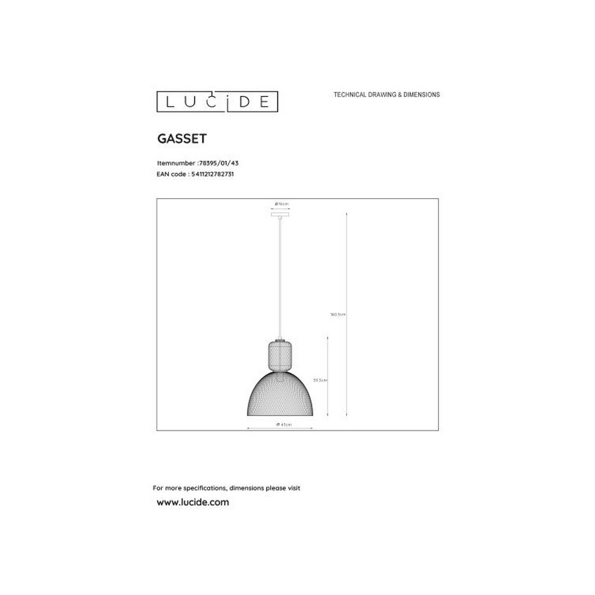 Lucide 78395/01/43 - Luster na lanku GASSET 1xE27/60W/230V hnedá