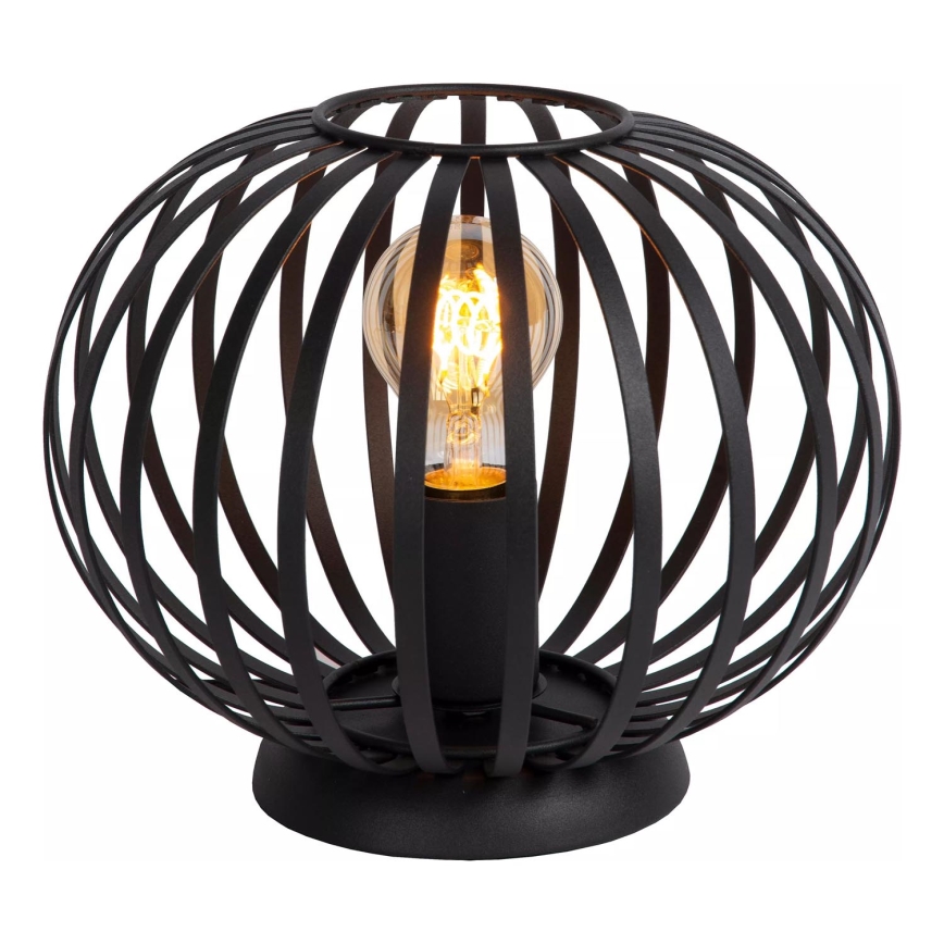 Lucide 78574/25/30 - Stolná lampa MANUELA 1xE27/40W/230V pr. 25,5 cm čierna