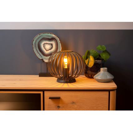 Lucide 78574/25/30 - Stolná lampa MANUELA 1xE27/40W/230V pr. 25,5 cm čierna