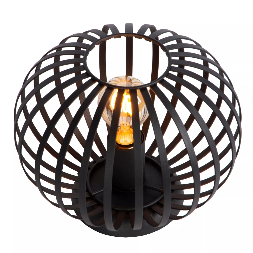 Lucide 78574/25/30 - Stolná lampa MANUELA 1xE27/40W/230V pr. 25,5 cm čierna