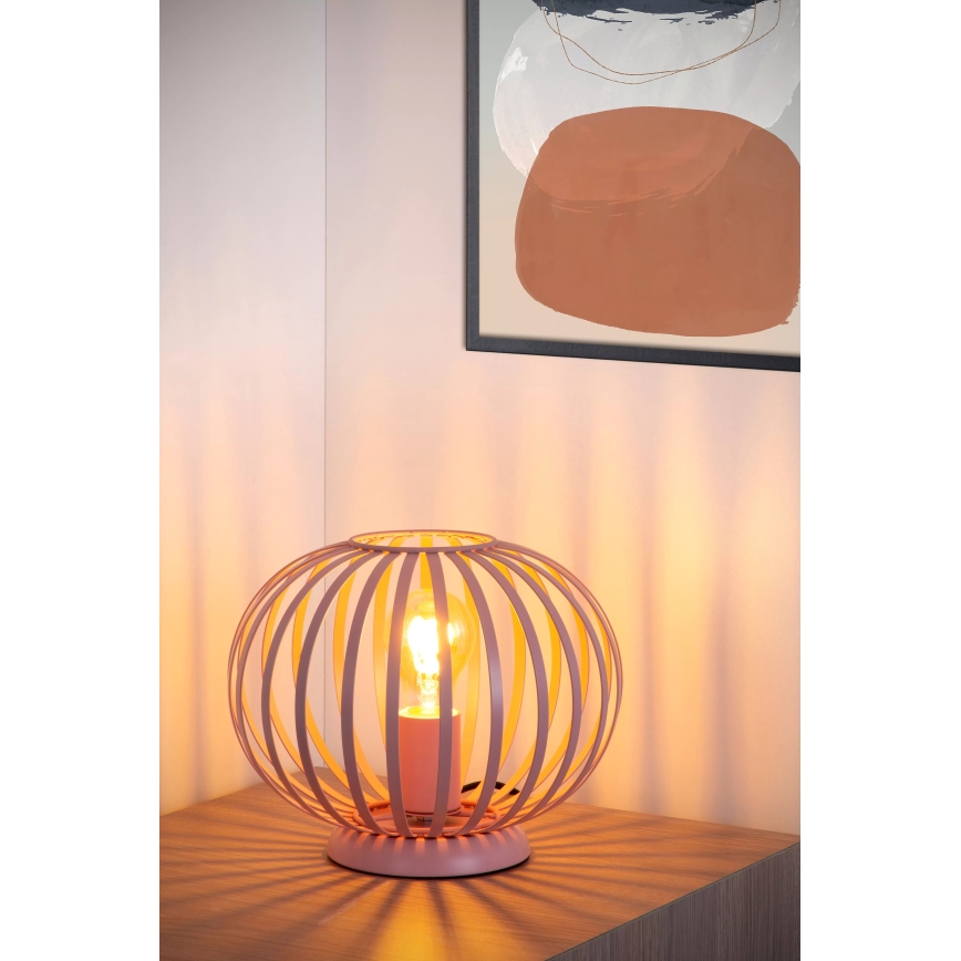 Lucide 78593/25/66 - Stolná lampa MERLINA 1xE27/40W/230V pr. 25,5 cm ružová