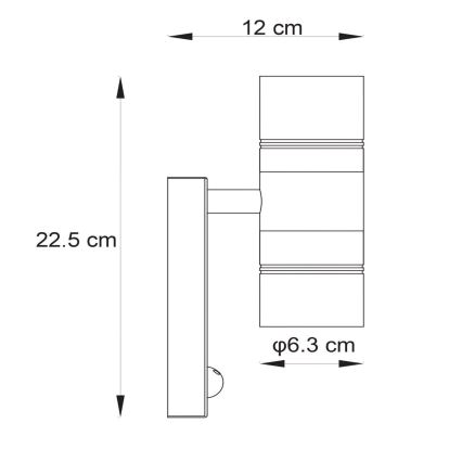 Lucide 14866/10/30 - LED Vonkajšie svietidlo so senzorom ARNE-LED 2xGU10/5W/230V IP44