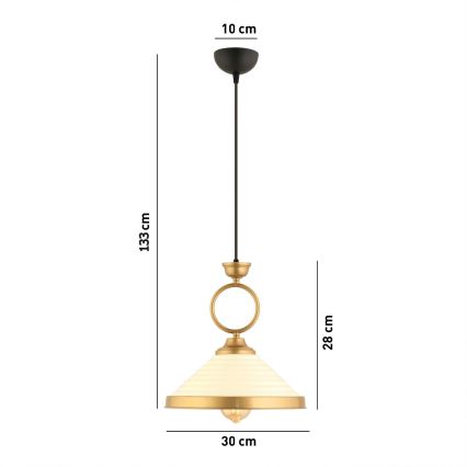 Lustar na lanku MONZA 1xE27/40W/230V pr. 30 cm krémová/bronzová