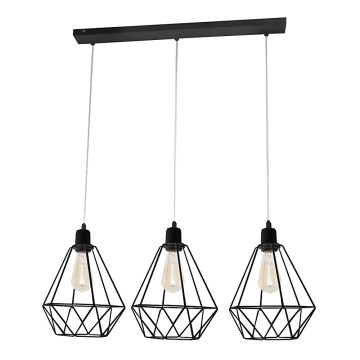Luster KARO 3xE27/15W/230V čierna