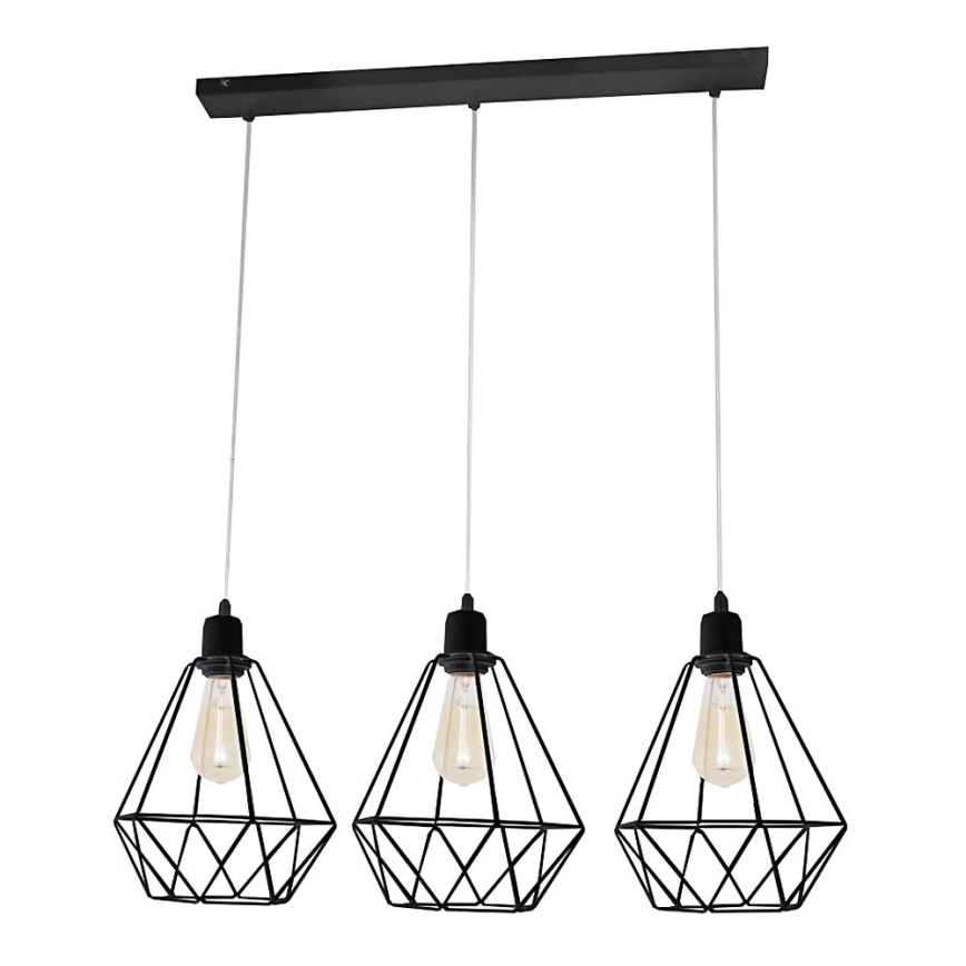 Luster KARO 3xE27/15W/230V čierna