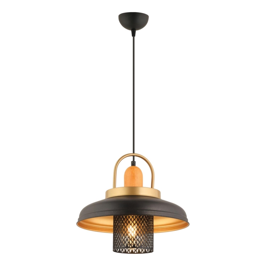 Luster MONZA 1xE27/40W/230V Ø 32 cm čierna/zlatá