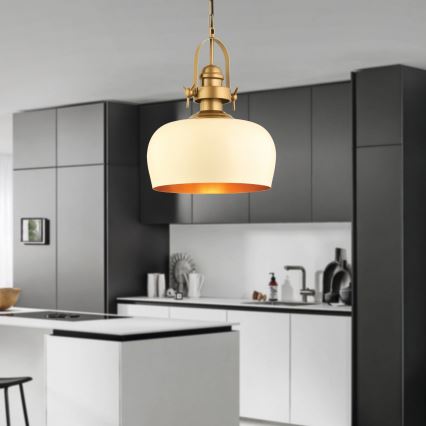 Luster MONZA s lankom 1xE27/40W/230V pr. 30 cm krémový/bronzový