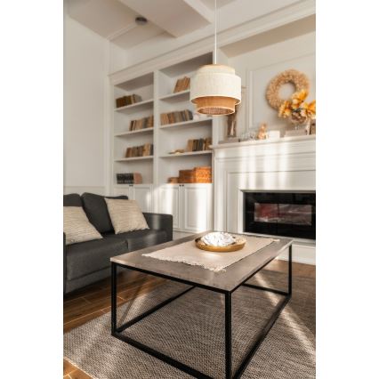 Luster na lane BOHO 1xE27/60W/230V, priemer 20 cm, biela/juta