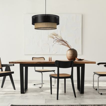 Luster na lane BORHO 1xE27/60W/230V čierna/juta