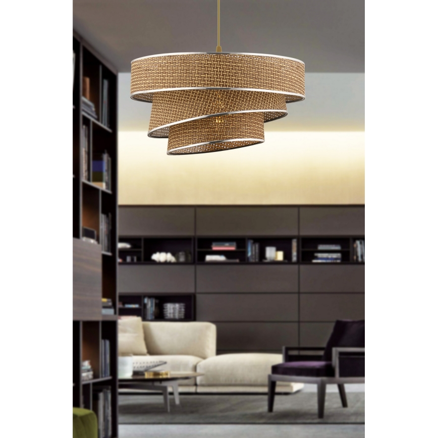 Luster na lane COUPER 1xE27/60W/230V hnedá/lesklý chróm