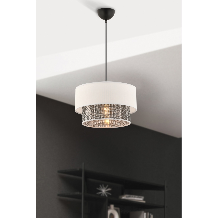 Luster na laně ECHO 1xE27/60W/230V krémová/šedá