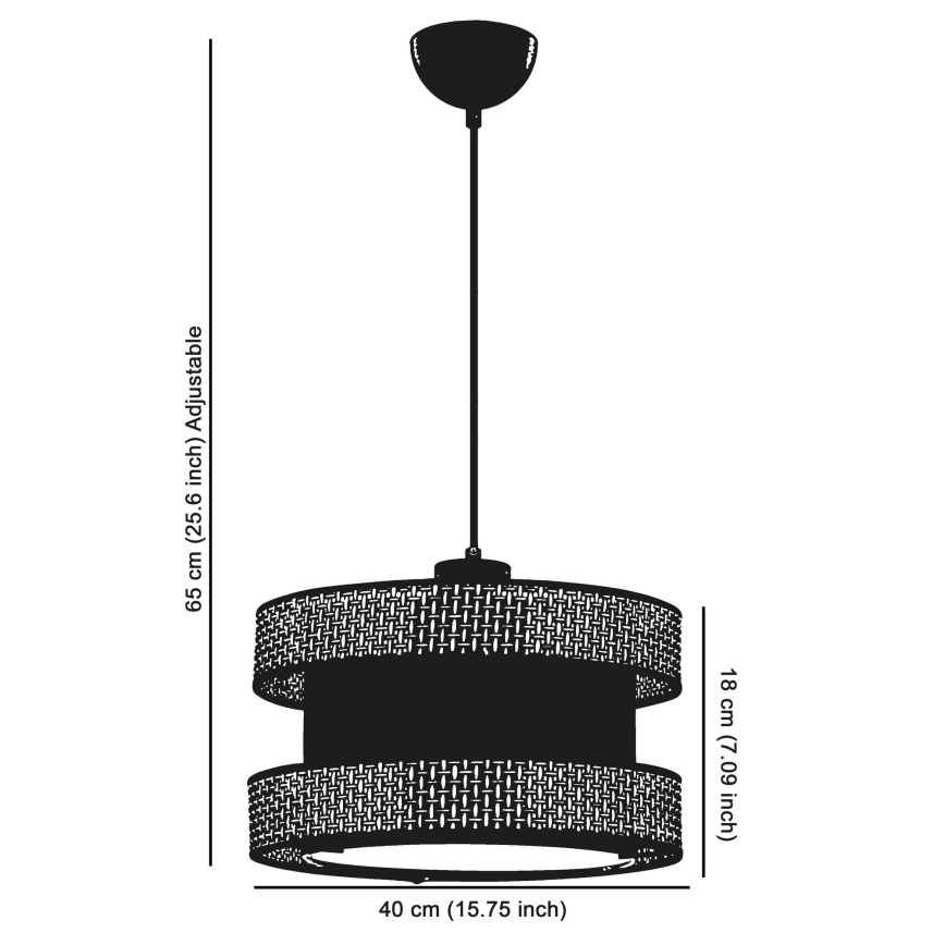 Luster na lane HALO 1xE27/60W/230V čierna/šedá