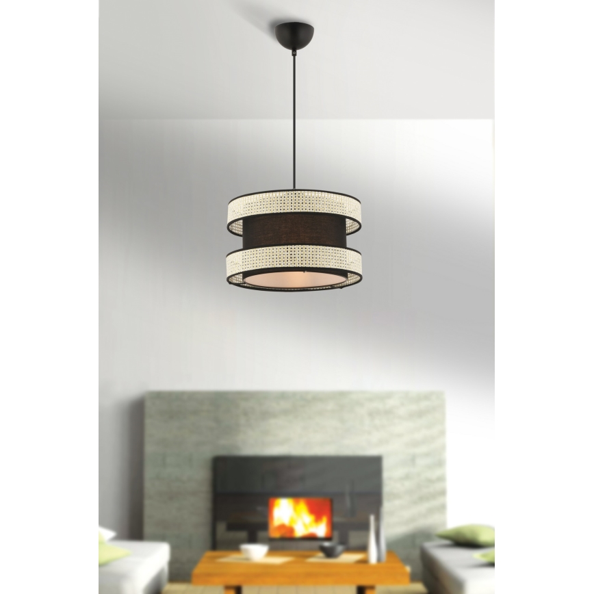 Luster na lane HALO 1xE27/60W/230V čierny/krémový