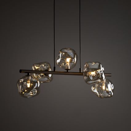 Luster na lane LAVA 5xG9/8W/230V bronzový/dýmovo béžový