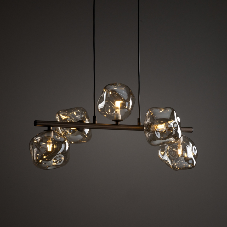 Luster na lane LAVA 5xG9/8W/230V bronzový/dýmovo béžový