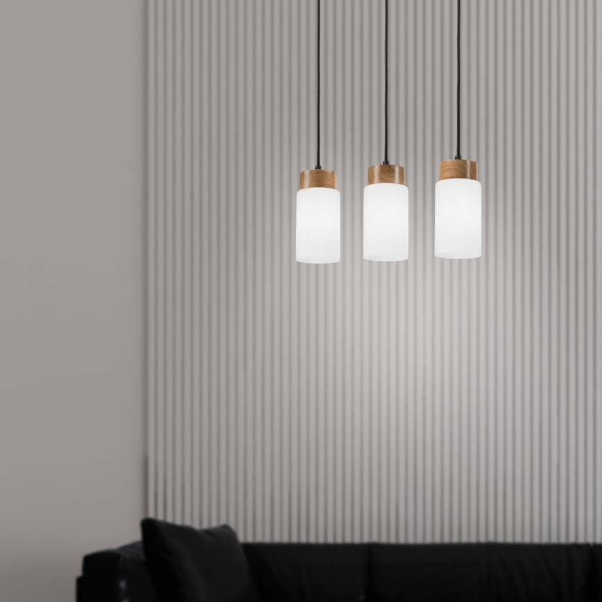 Luster na lane MARKUS 3xE27/15W/230V čierna/dub