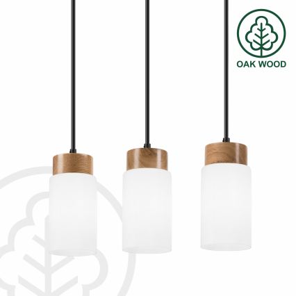 Luster na lane MARKUS 3xE27/15W/230V čierna/dub