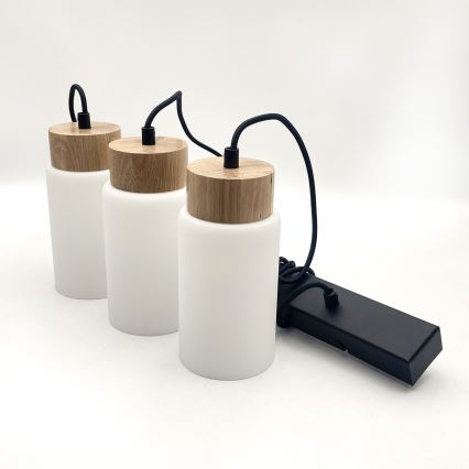 Luster na lane MARKUS 3xE27/15W/230V čierna/dub