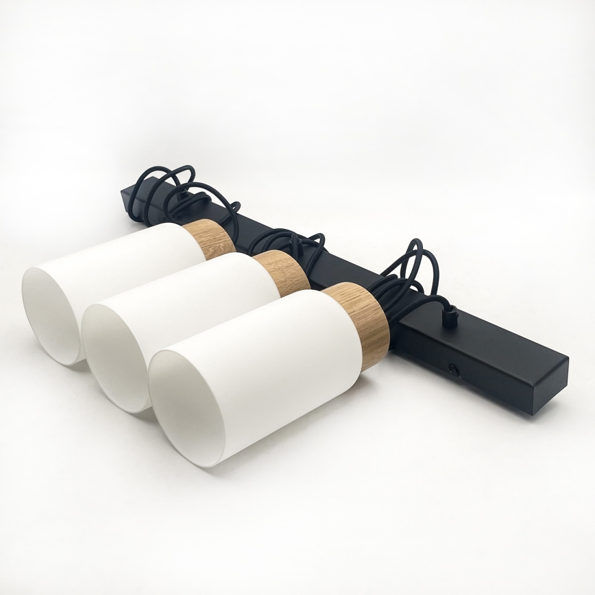 Luster na lane MARKUS 3xE27/15W/230V čierna/dub