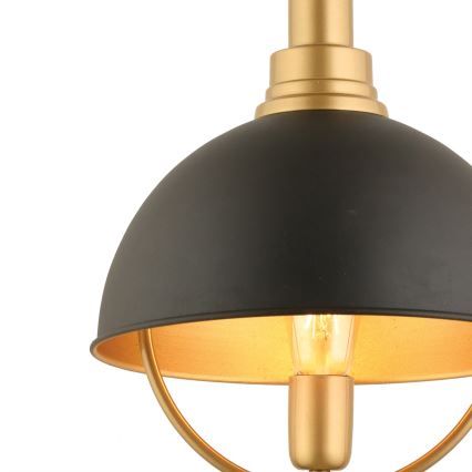 Luster na lane MONZA 1xE27/40W/230V priemer 30 cm čierna/zlatá