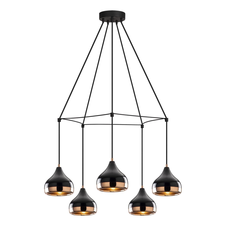 Luster na lane YILDO 5xE27/40W/230V čierna/medená