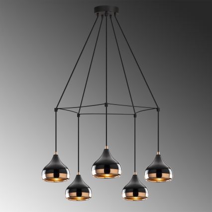 Luster na lane YILDO 5xE27/40W/230V čierna/medená