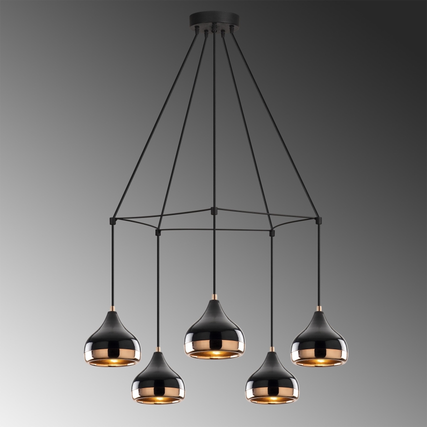 Luster na lane YILDO 5xE27/40W/230V čierna/medená