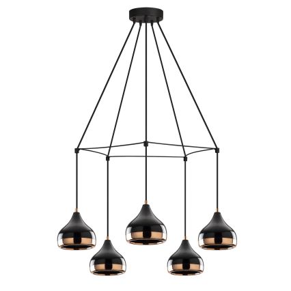 Luster na lane YILDO 5xE27/40W/230V čierna/medená