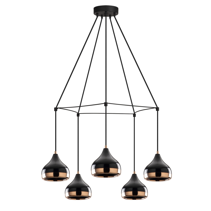 Luster na lane YILDO 5xE27/40W/230V čierna/medená