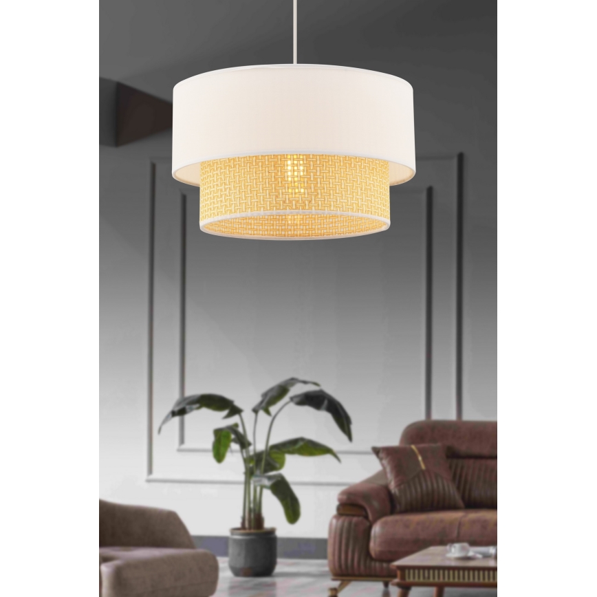 Luster na lankách ECHO 1xE27/60W/230V krémová/béžová